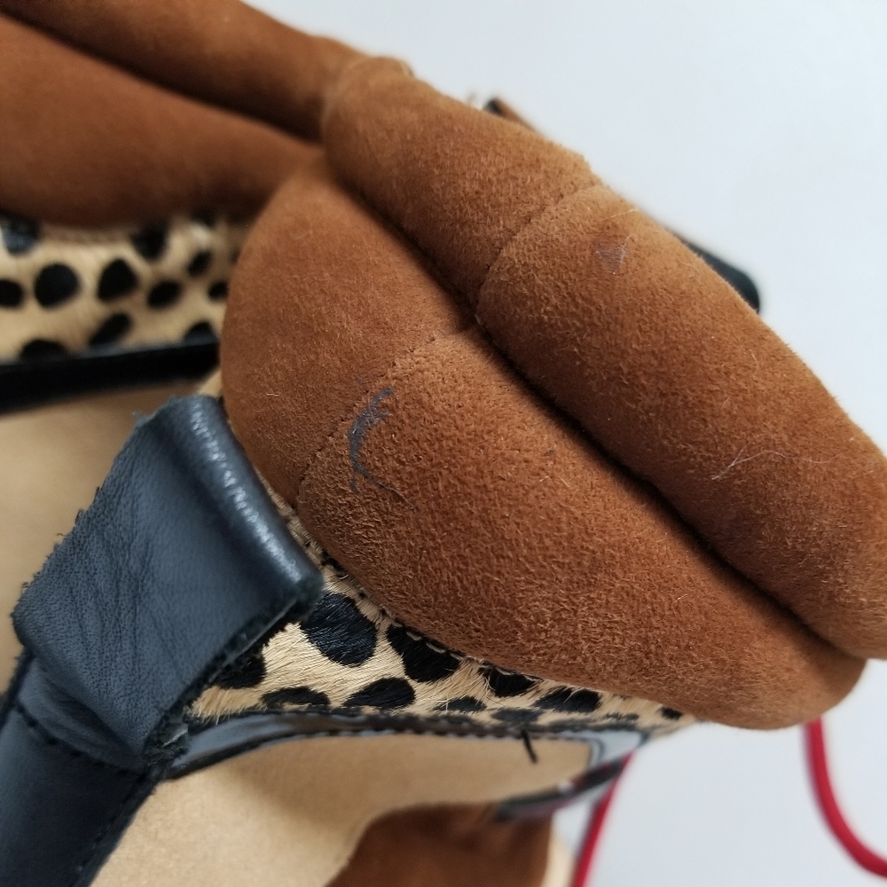 Gianni Bini Squad Goals Cheetah Calf Hair & Suede Lace Up & Zip Lug Sole Boot 9M - Picture 14 of 15